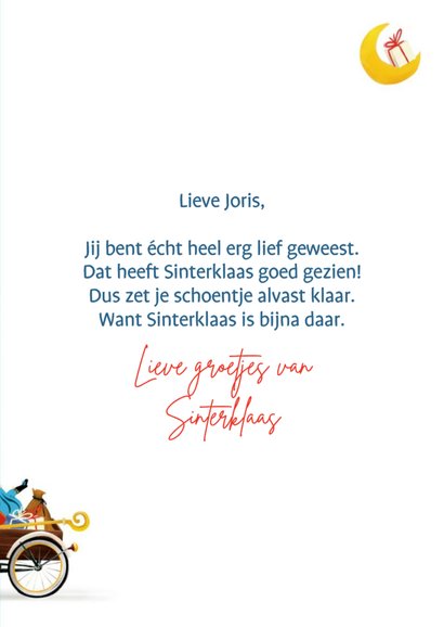 Sinterklaaskaart met Sint op bakfiets 3