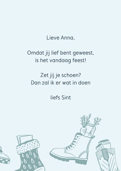 Sinterklaaskaart schoen zetten - aanpasbare letter 3