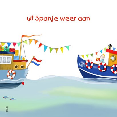 Sinterklaaskaart Sint en Piet in de pakjesboot 2