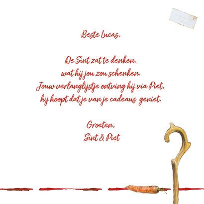 Sinterklaaskaart waar de Sint alle verlanglijstjes bekijkt 3