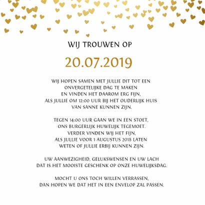Sjieke trouwkaart gouden hartjes 3