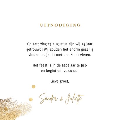 Sjieke uitnodiging huwelijk jubileum goud spetters 3