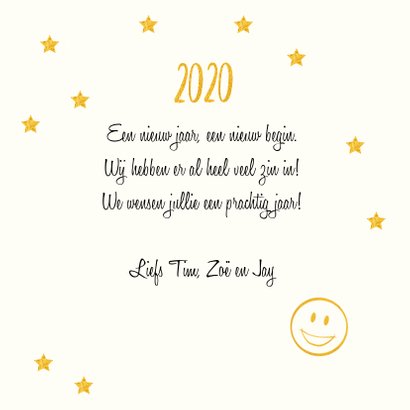 Smiley Happy New Year met jaartal goudlook 3