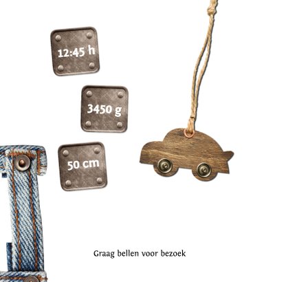 Spijkerstof letters geboortekaartje 2