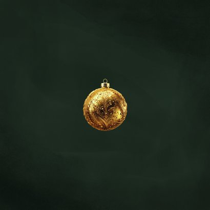 Sprankelend fotokaartje gouden kerstballen foto kerst Achterkant