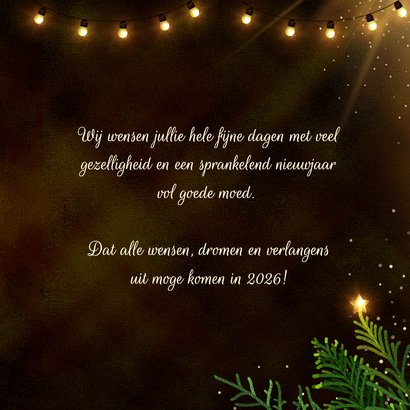Sprankelende kerstkaart fotocollage kerstballen en lichtjes 3