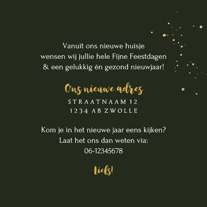 Sprankelende kerstverhuiskaart kerstkrans botanisch goud 3