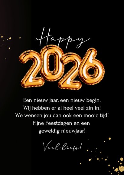 Sprankelende nieuwjaarskaart cijferballon goud confetti foto 3