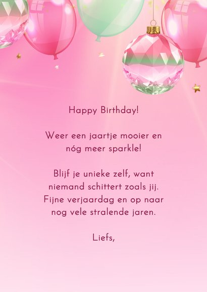 Sprankelende verjaardagskaart met kristallen ornamenten 3