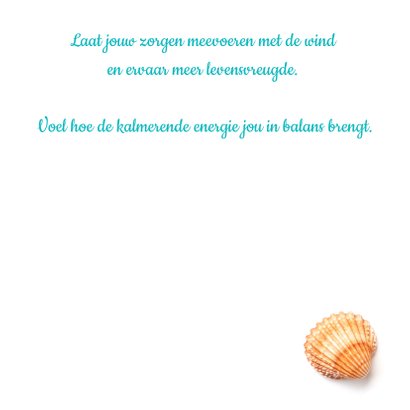 Spreukenkaart zeewind met letters schelpen en edelstenen 3