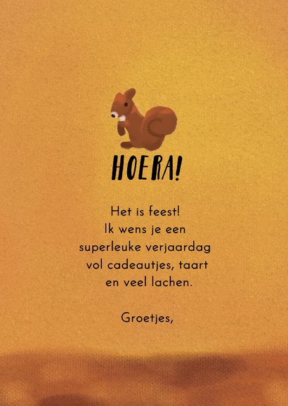 Staand verjaardagskaartje met schattige herfst diertjes 3