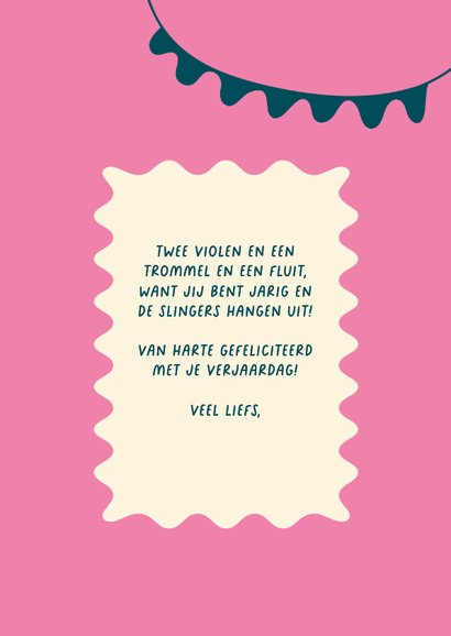 Staande kaart 'hang op die slingers' in golvend kader 3