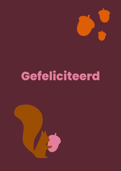 Staande verjaardagskaart herfst thema eekhoorn met nootjes 2