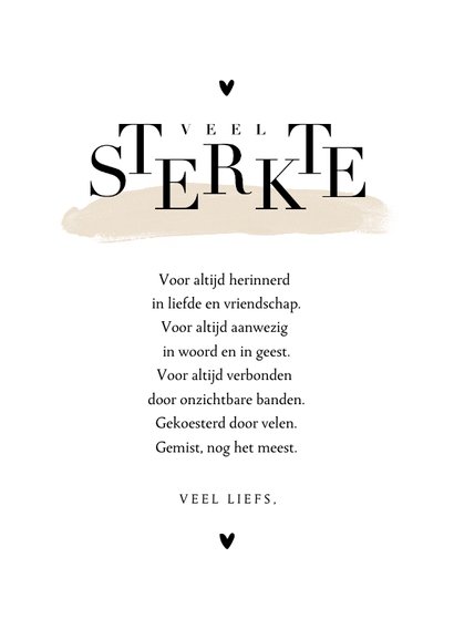 Sterkte condoleance kaart typografisch klassiek verf 3