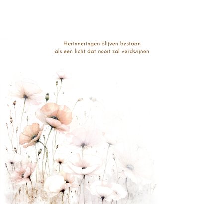 Sterkte condoleancekaart bloemenveld zachte kleuren 2