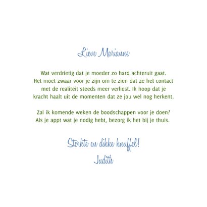 Sterkte Gedicht over Alzheimer met vergeet-me-nietjes 3