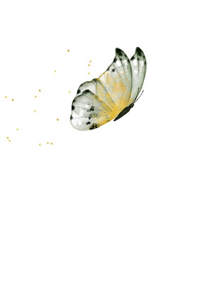 Sterkte herdenkingskaart verjaardag vlinders goud 2