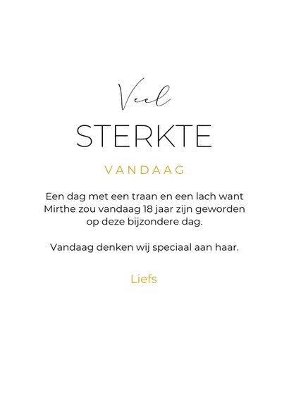Sterkte herdenkingskaart verjaardag vlinders goud 3