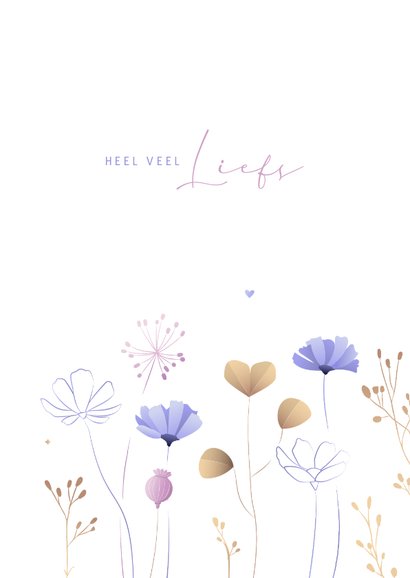 Sterkte illustratie lila-oker wilde heidebloemen met hartjes 2