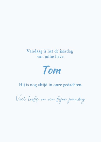 Sterkte jaardag jongen 'vandaag is het de jaardag' 3
