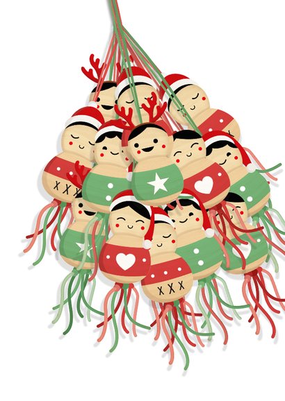Sterkte kaart feestdagen gelukspoppetje met kerstmuts 2