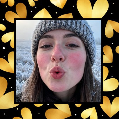 Sterkte kaart kus door de brievenbus met hartjes 2