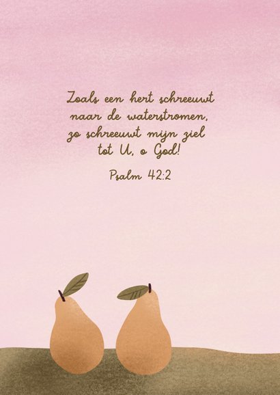 Sterkte kaart met hert in landschap met bomen en Psalm 42 2