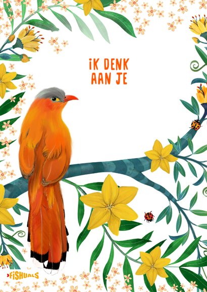 Sterkte kaart met oranje vogel op tak 2