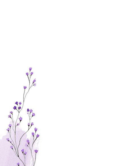 Sterkte kaart paarse bloemetjes waterverf lavendel 2