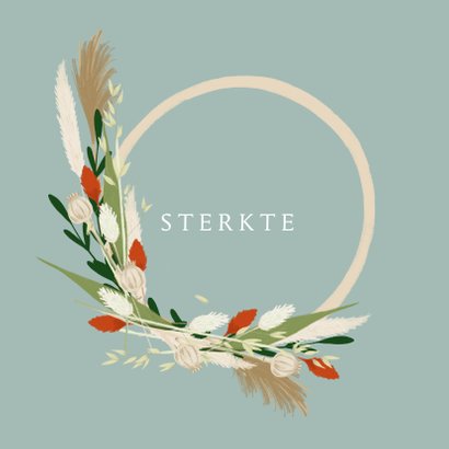 Sterkte kaart trend met droogbloemen krans 2