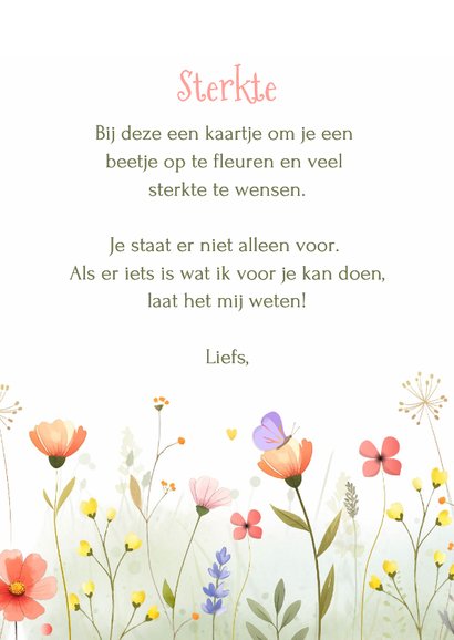 Sterkte kaart wilde bloemenveld met verplaatsbare vlinders 3