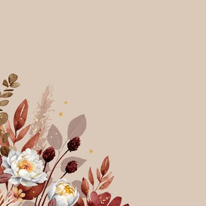 Sterkte kerstkaart bloemen gouden sterretjes feestdagen 2