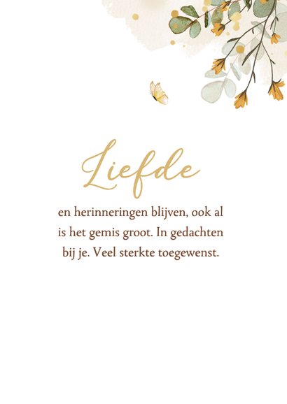 Sterkte sterfdag bloemen geel vlinders waterverf 3