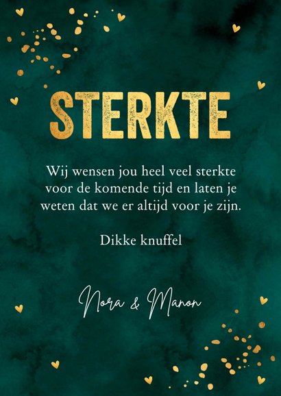 Sterktekaart donkergroen typografie confetti goudlook 3