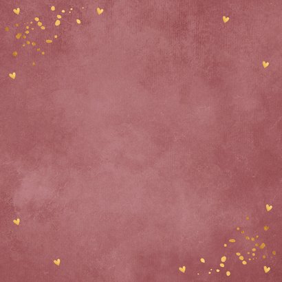 Sterktekaart foto roze vrouw knuffel goudlook Achterkant