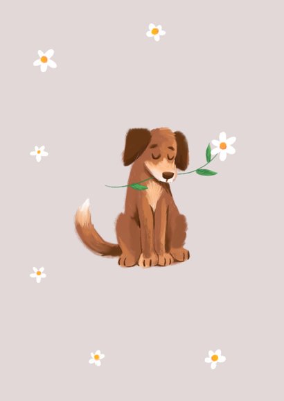 Sterktekaart hond met bloemen 2