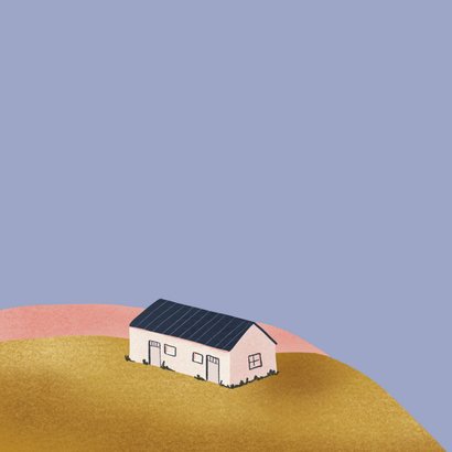 Sterktekaart landschap huisje en bijbeltekst uit psalm 2