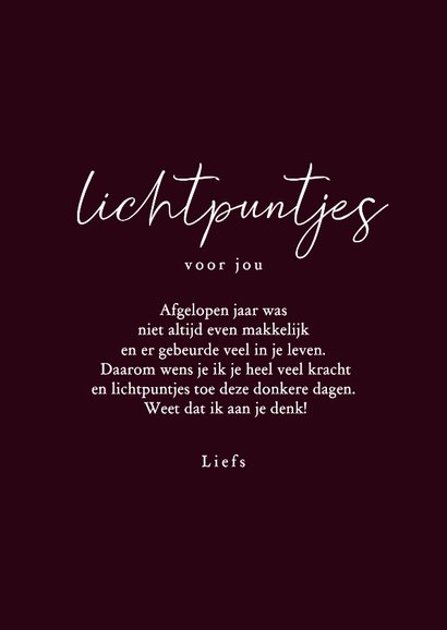 Sterktekaart lichtpuntje kaars bordeaux 3