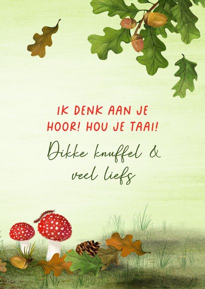 Sterktekaart met dieren en paddestoelen in het bos 3
