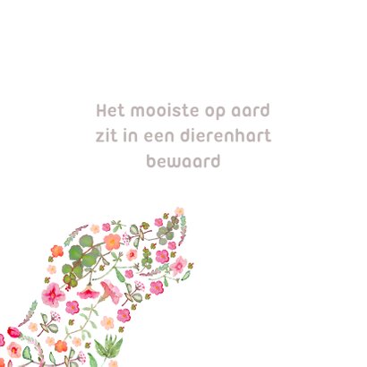 Sterktekaart met een hond silhouet van bloemen 2