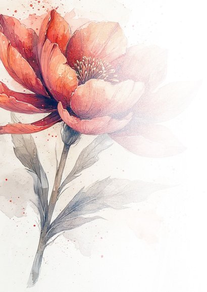 Sterktekaart olieverf bloem rood 2
