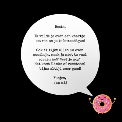 Sterktekaart opbeurend donut worry 3