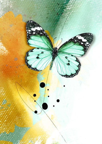 Sterktekaart vlinder geel groen 2