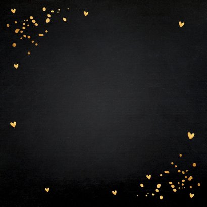 Sterktekaart zwart goudlook typografie confetti Achterkant