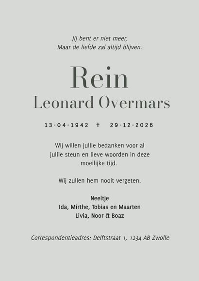 Stijlvol bidprentje groene waterverf met foto voor rouw 3