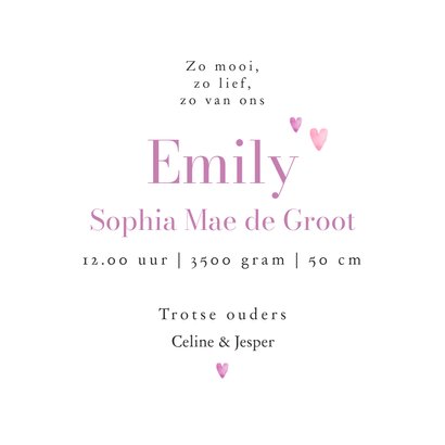 Stijlvol en lief geboortekaartje watercolor vlinder roze  3