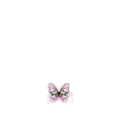 Stijlvol en lief geboortekaartje watercolor vlinder roze  Achterkant