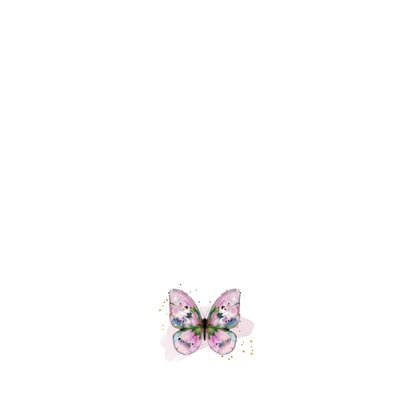 Stijlvol en lief geboortekaartje watercolor vlinder roze  Achterkant