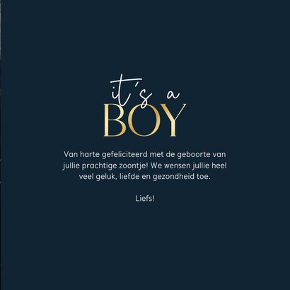 Stijlvol felicitatiekaartje geboorte it's a boy marmer 3