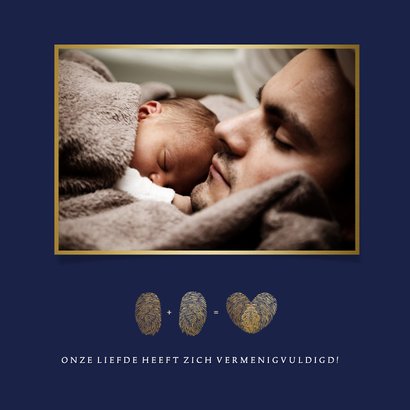 Stijlvol geboortekaartje jongen met hart uit vingerafdrukken 2